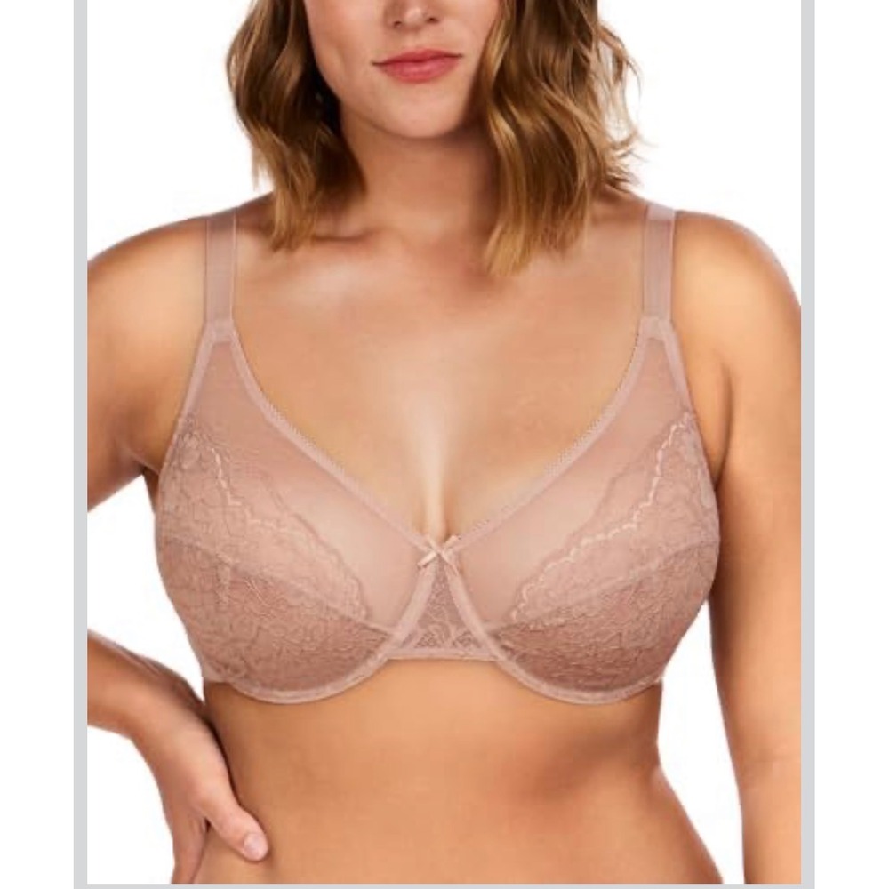 HSIA Women's Unlined Underwire Lace Bra Full Coverage Nude Beige Minimizer 34DDD